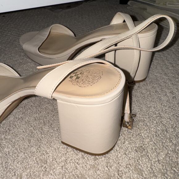 Vince Camuto Cream Leather Ankle Heeled Sandals 11 - Picture 4 of 5